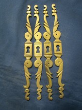 4 entrées de serrure laiton épais portes meuble style Louis XV hauteur 28,5 cm