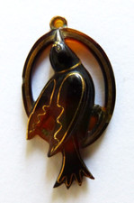 Pendentif  oiseau en écaille et filet or Bijou ancien vers 1900