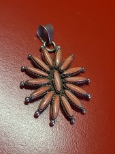 Magnifique bijoux pendentif argent massif et inserts rouge pâle Corail ?