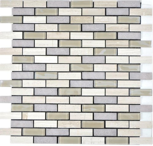 Mosaïque verre beige gris - verre,