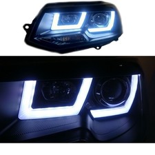 Phares Feux Avant Optiques Noirs Gauche Droit U LED pour VW T5 GP 09-15