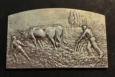 Superbe plaquette 1 Argent 167g " Le Laboureur & le Faucheur " Lucien COUDRAY