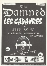 DAMNED - LES CADAVRES - JUDGE AK47 French Original Flyer Handbill 1994 Xerox