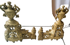 Paire de devanture de chenets style louis XVI en bronze moulé