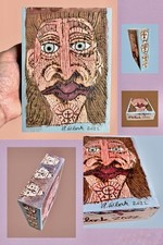 Tableau Art Contemporain Original sur Bois Masque Artiste Canada Signé A.Wlock