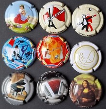 Lot 9 CAPSULES générique SPORT MUSIQUE Divers -  PLAQUE DE MUSELET CHAMPAGNE