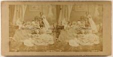 FRANCE Femmes Robe Scène Artistique c1870 Photo Stereo Vintage Albumine