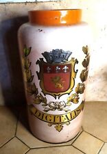 Grand pot à pharmacie breton XIX ème verre eglomisé peint DIGITALIS  h: 51cm