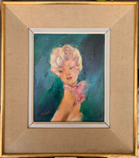 HST ANCIENNE PEINTURE PORTRAIT DE FEMME DLG DE JEAN-GABRIEL DOMERGUE VERS 1940