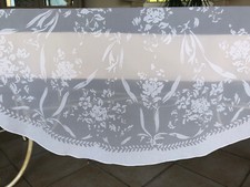 Nappe ronde blanche - Polyester léger et transparent Imprimé fleuri Diam. 165 cm