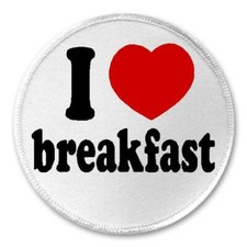 I Love Breakfast - 3" Sew / Iron On Patch Food Meal Bacon Eggs Cereal Humor Gift