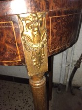 Coiffeuse ancienne miroir bizauté inclinable, 1 grand tiroir, marqueterie 