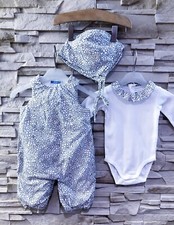 JACADI - ENSEMBLE 3P BÉBÉ FILLE IMPRIMÉ LIBERTY, COL A VOLANT & TONS LUMINEUX 6M