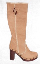 NO  NAME bottes zippées fourrées daim camel P 39 TBE
