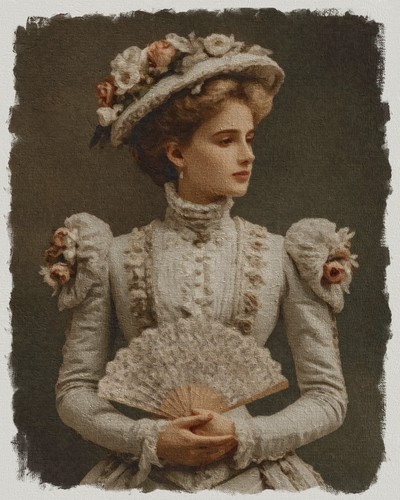 Elegant victorian woman oil - woman,