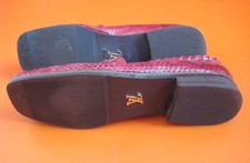 Chaussures femme Mocassin VUITTON Escarpin Ballerine Cuir rouge talon carré 36