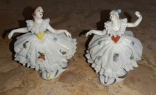 Groupe sujet  personnage figurine 2 danseuses en porcelaine de Saxe de Dresden