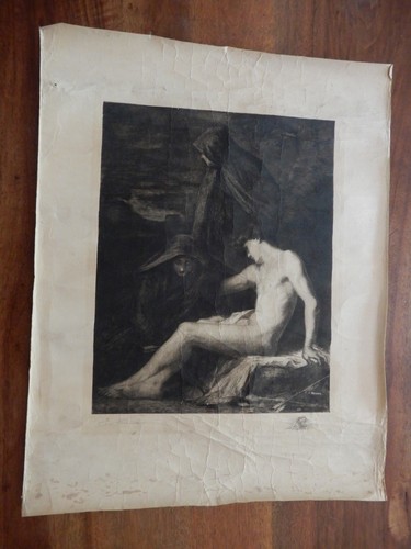 Gravure signée henner - -,