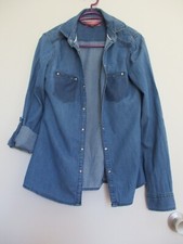 Chemise en jean Femme Bershka TM  bleue manches longues excellent état
