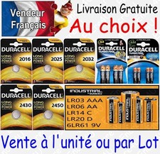 Piles DURACELL : CR2032 CR2025 CR2016 CR2450 CR2430 - LR6 LR03 6LR61 LR14 LR20