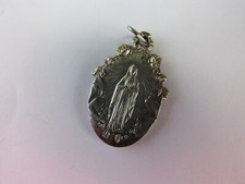 XIX - Pendentif Médaille Vierge Marie Lourdes - en Argent  - Poids 4,5 g