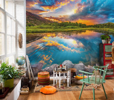 Murale De Salon Lac Bleu 368x248cm Cuisine Salle À Manger Chambre