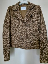 BLOUSON EN CUIR D'AGNEAU NEUF FAÇON LÉOPARD T38 AMOR KAR VARDEN