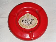 Vintage cendrier bière "Fisher Gold".Tôle émaillée.Publicité.