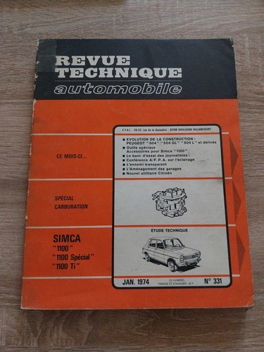 Revue technique simca - technique, 1100