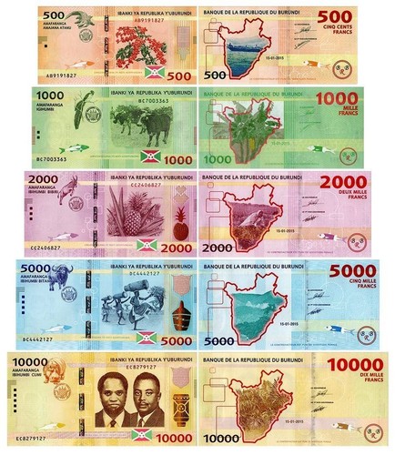 Burundi 500 10000 - francs, 5