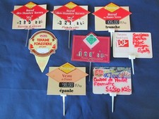 8 étiquettes prix viande boeuf veau terrine magasin boucherie charcuterie ancien