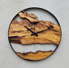 Horloge murale design en bois d'olivier fait main style ancien cadeau décoratif
