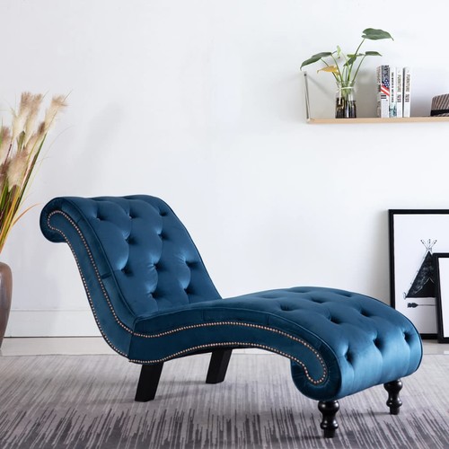 Chaise longue bleu velours - chaise,