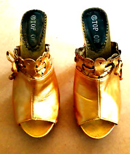 Grosses sandales dorées à semelles compensées, TOP OR, reconditionnées, P: 39