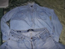 jean HOLLISTER W34 L32 + chemise jean EDEN PARK L(large)