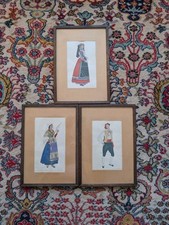 Lot de 3 aquarelles Costumes