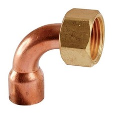 Douille cuivre coudé avec écrou Femelle Laiton - A souder - Voir Dimension