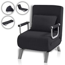 Makika Fauteuil Lit Chauffeuse Chaise Longue Accoudoirs Pliable Canapé Noir