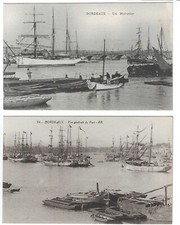 2 CPA DE  BORDEAUX :  PORT  BATEAUX  VOILIERS MORUTIER 1900