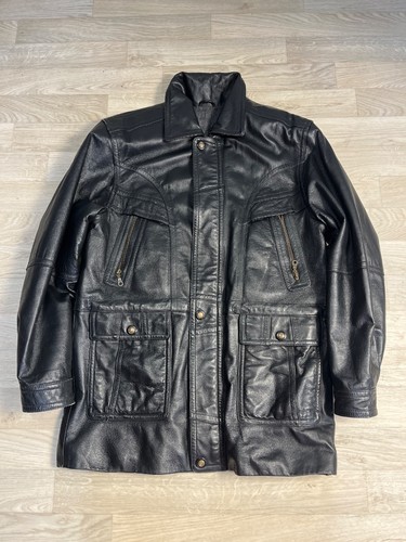 Long manteau cuir - , noir