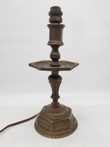 Ancien pied lampe - ancien, bronze
