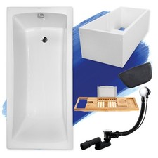 Baignoire rectangulaire OPTIMA 140x70 + support de baignoire + tablette de bain 