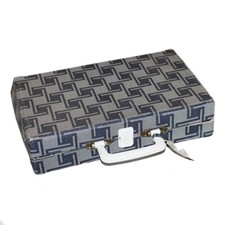 Valise tons bleus écossaise pour la poupée Tressy Bella ou poupée Barbie vintage