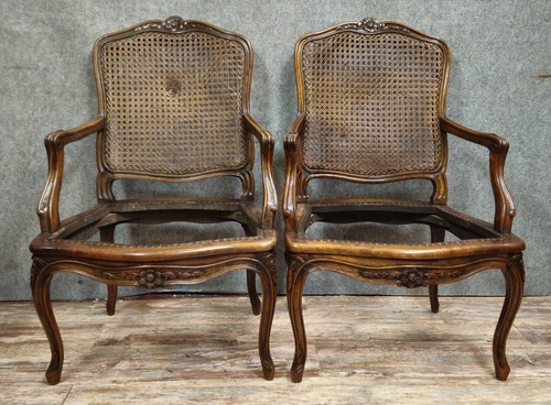 Paire fauteuils cannés - fauteuils,
