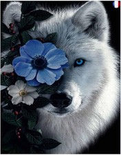 DAERLE Peinture Diamant 5D, Diamond Painting,Broderie Diamant Plein, Loup