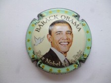 capsule champagne Pierre MIGNON,Barack OBAMA,cercle vert,contour vert noir,N°74h