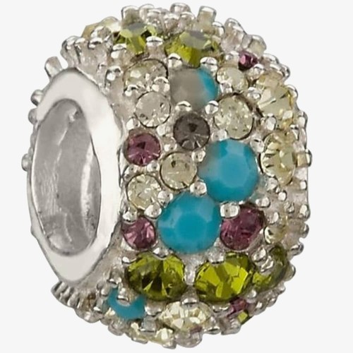 Perle multi cristaux argent - perle, en