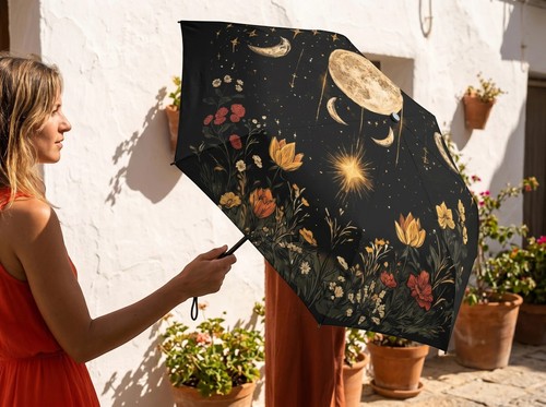 Parapluie pliant imprimé lune