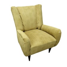 Fauteuil Vintage Bois Teinté Velours Italie Années 50-60 Original