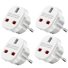 UK vers EU Adaptateur de Voyage 4 Pcs Adaptateur Prise Anglaise vers France A...